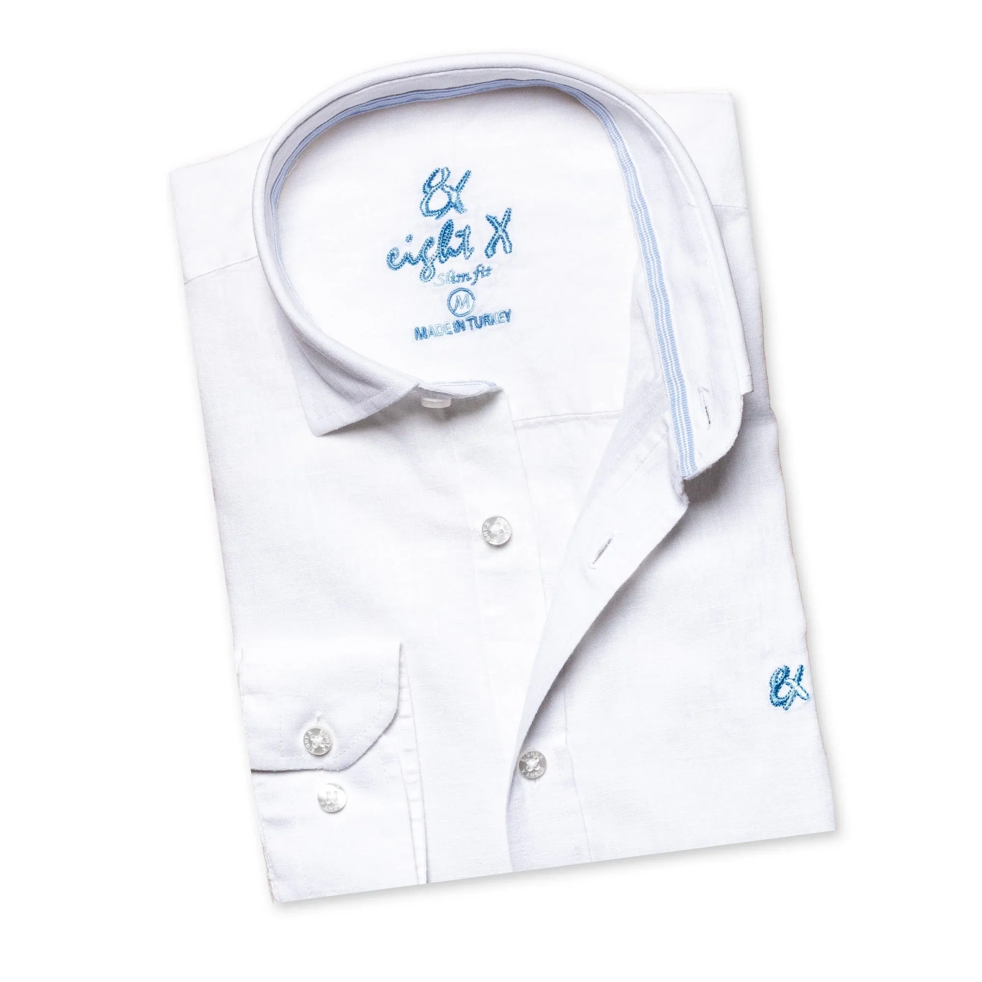 100% Linen Button Down Shirt - White