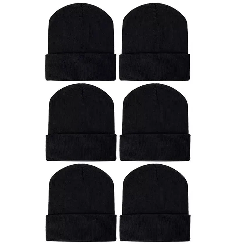 6-Pack: Men's Soft Stretchy Winter Warm Double Layer Beanies
