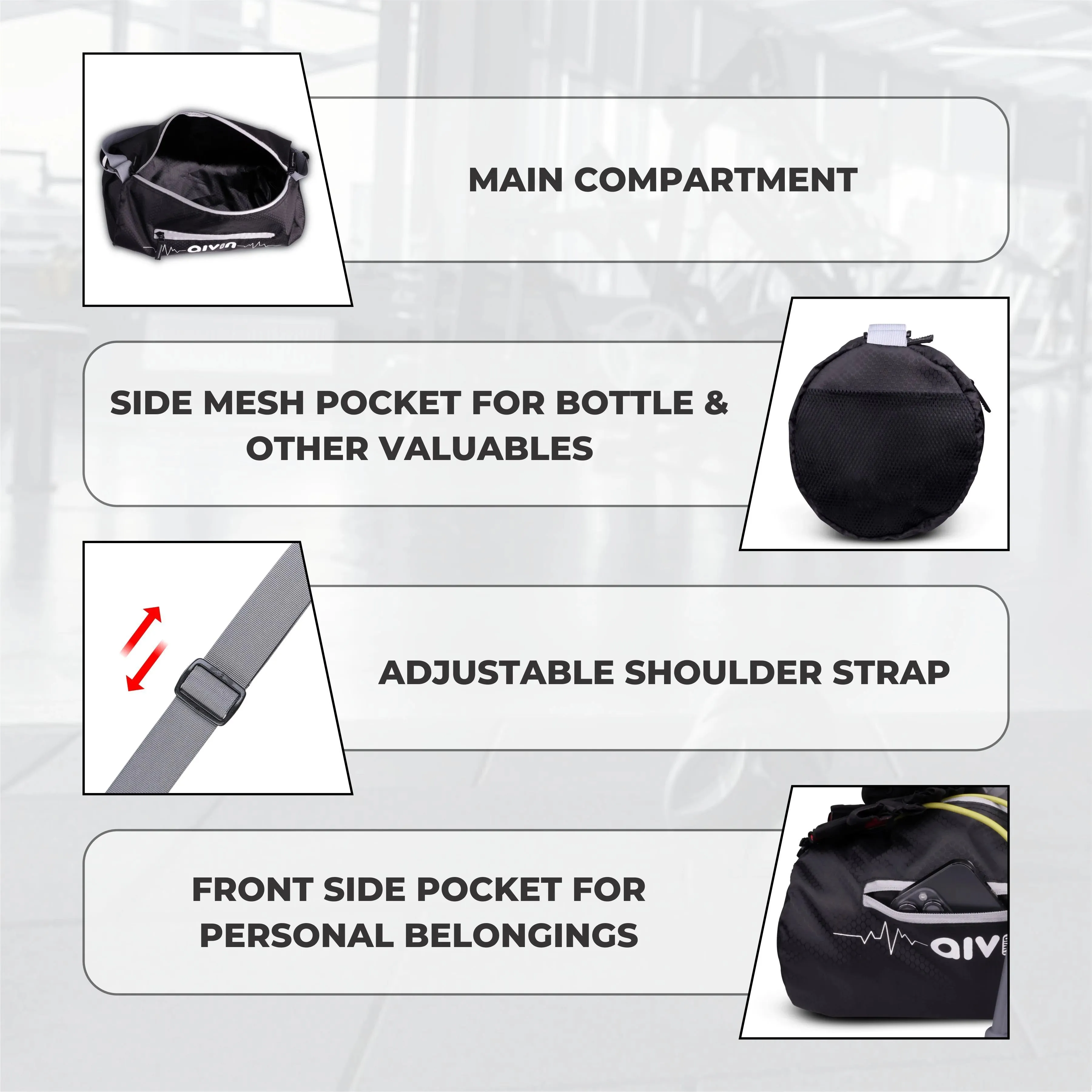 Aivin  Attract Pro Basic Duffel Bags - Black/Grey