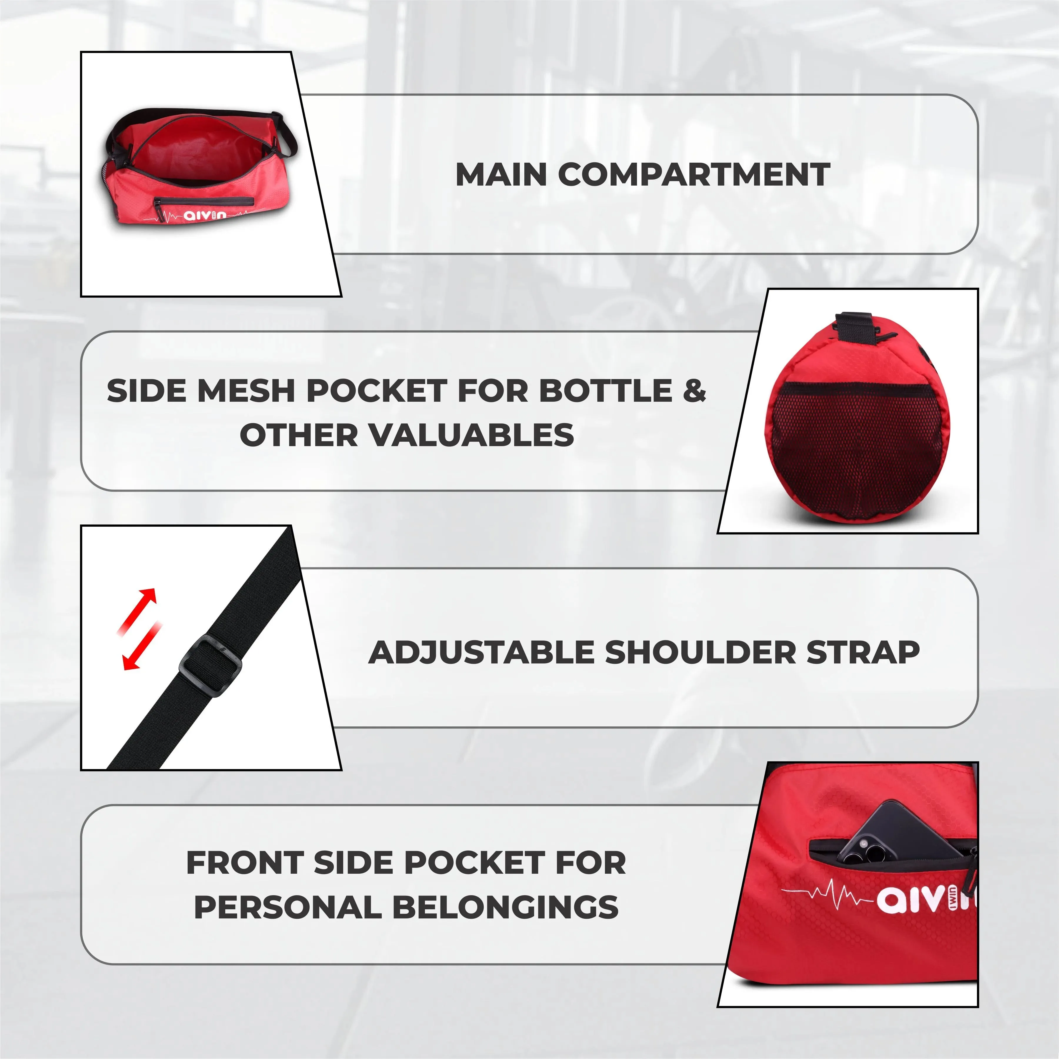 Aivin  Attract Pro Basic Duffel Bags - Red