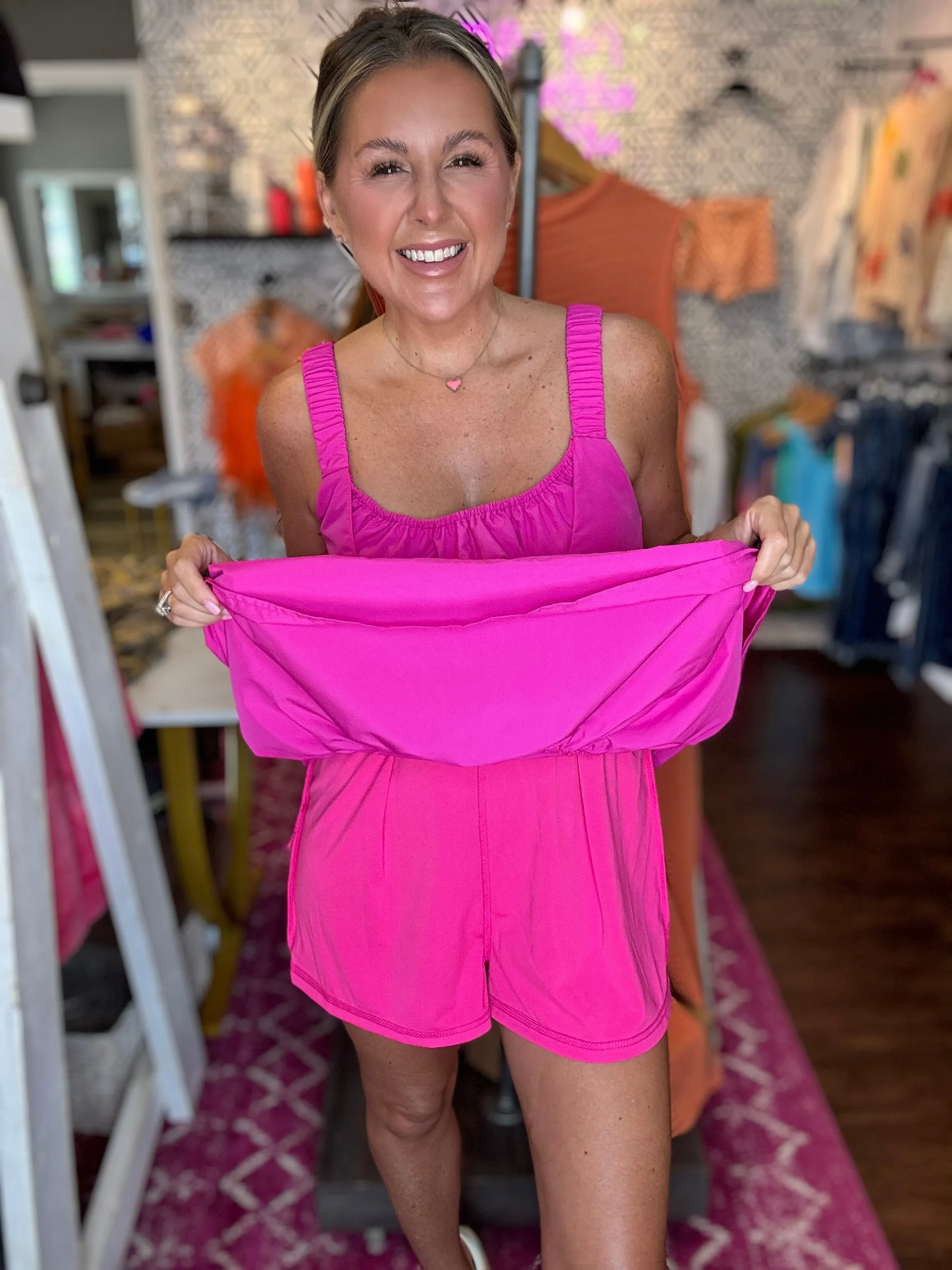 All In One Pink Skirt Romper