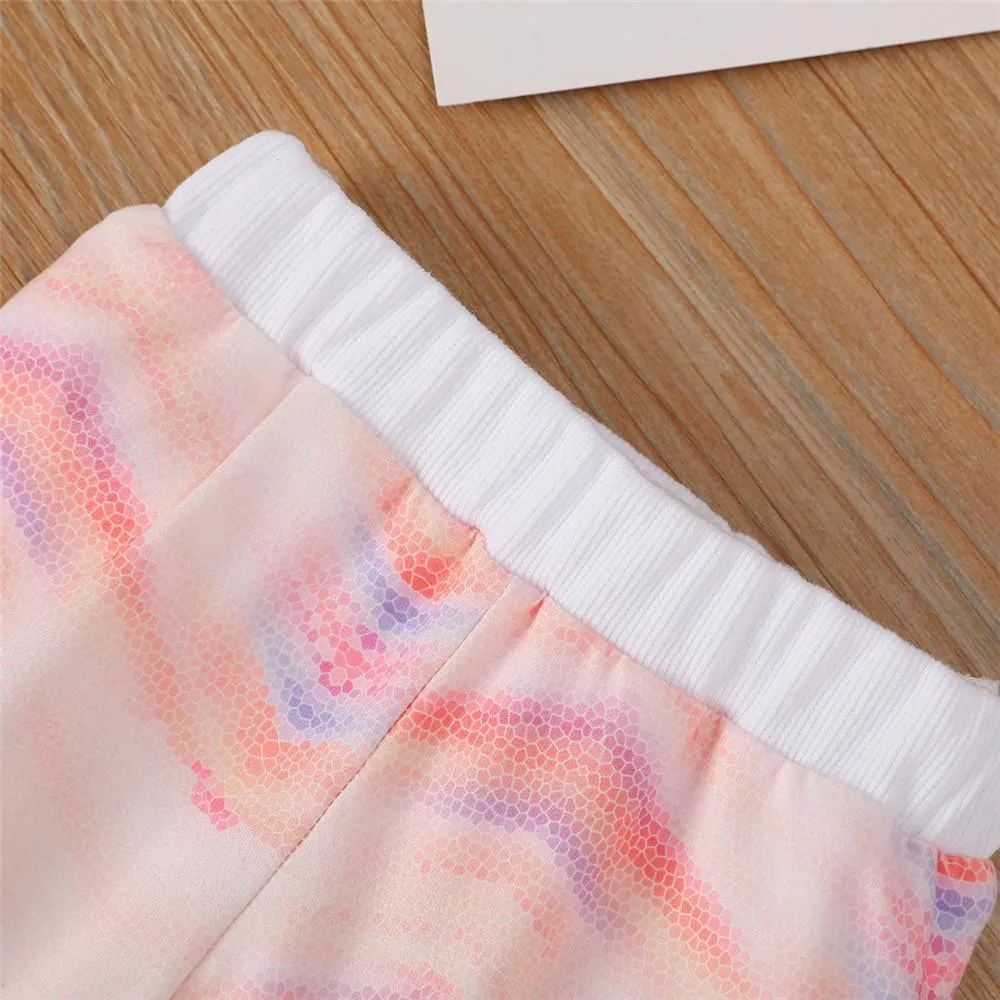 Baby Unisex Long Sleeve Tie-dye Romper & Pants & Hat