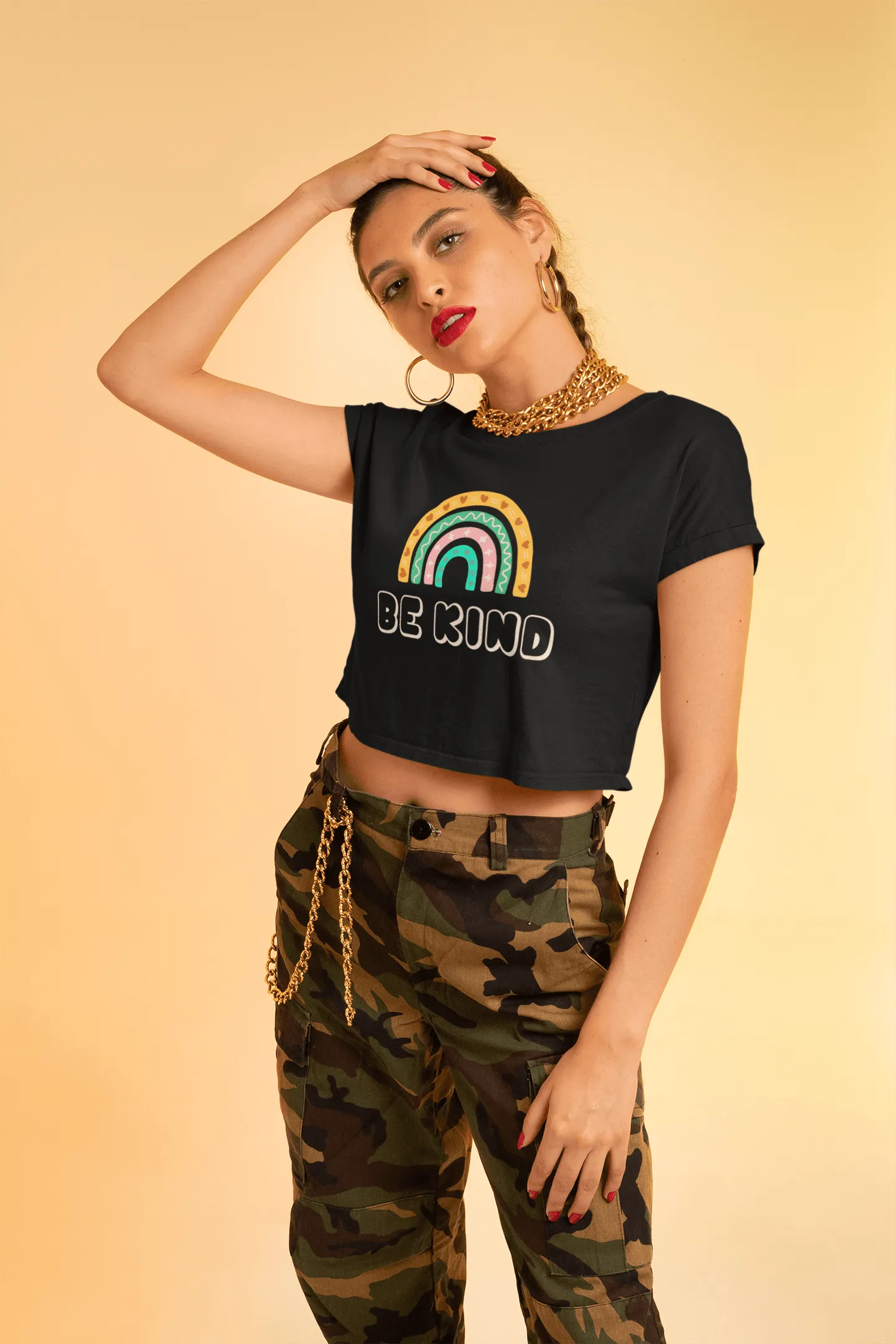 Be kind Crop T-shirt- Red, Black Crop Top