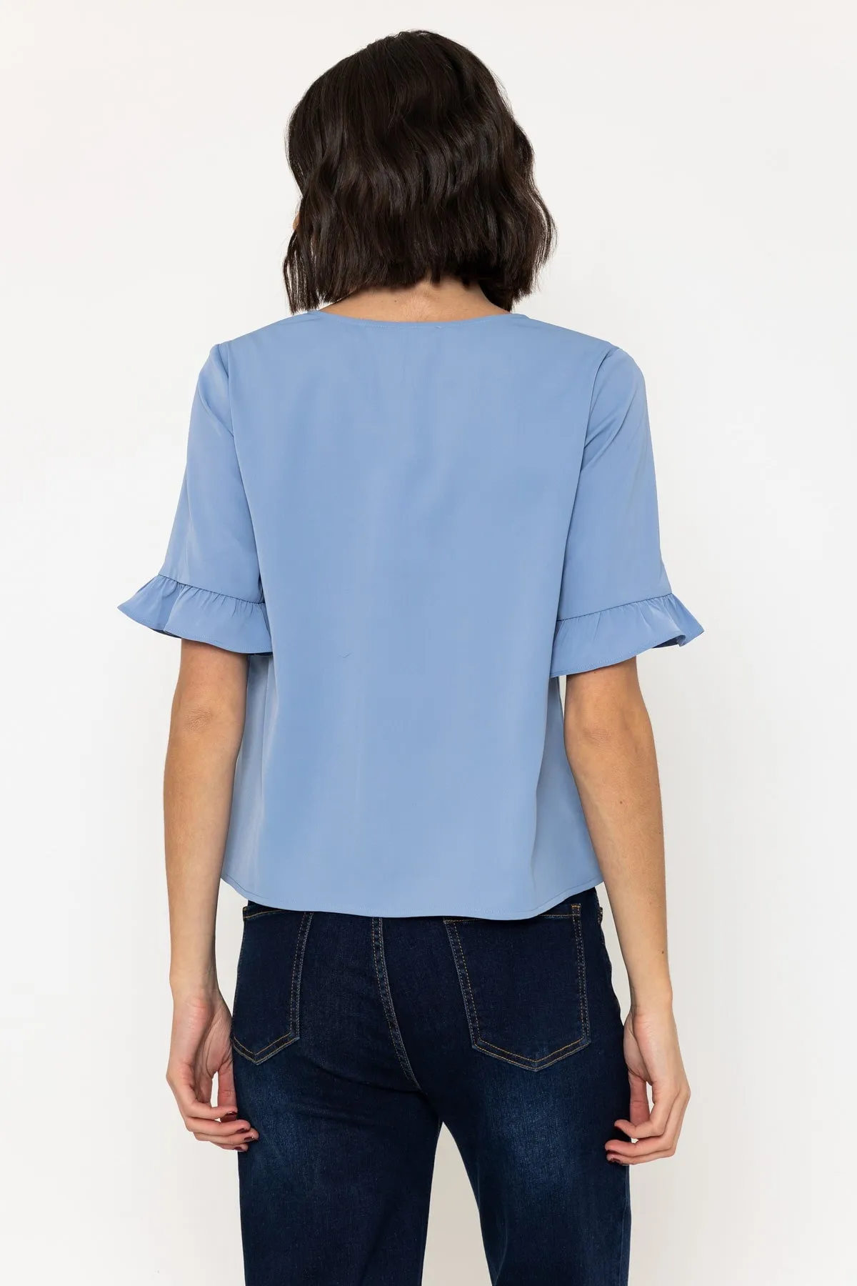 Blue Button Short Sleeve Top