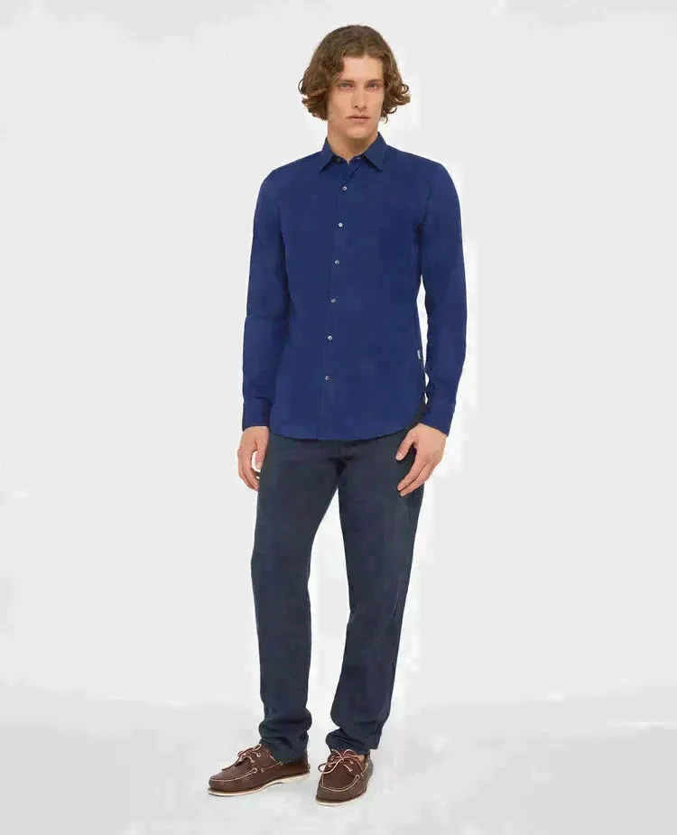 Classic Indian chambray shirt white uomo