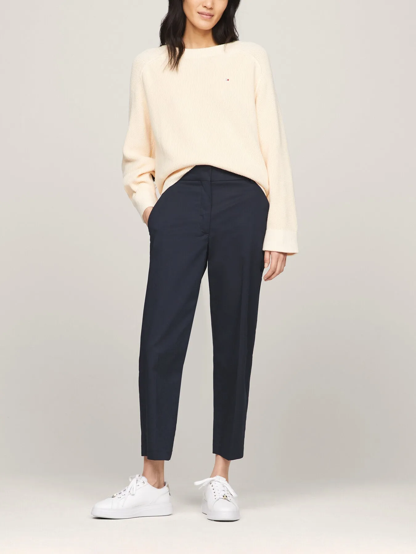 Cotton Blend Slim Fit Straight Leg Chinos