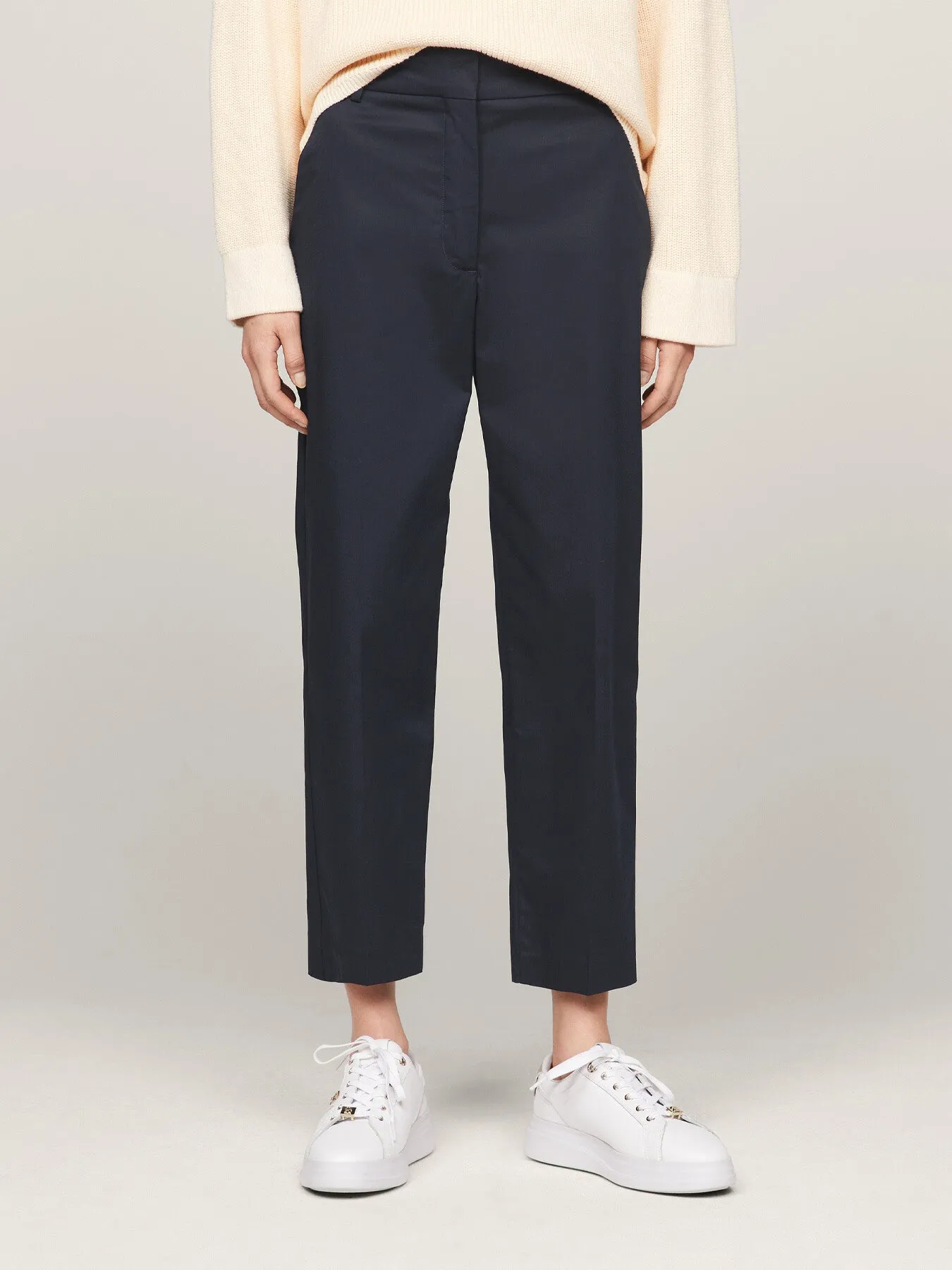 Cotton Blend Slim Fit Straight Leg Chinos
