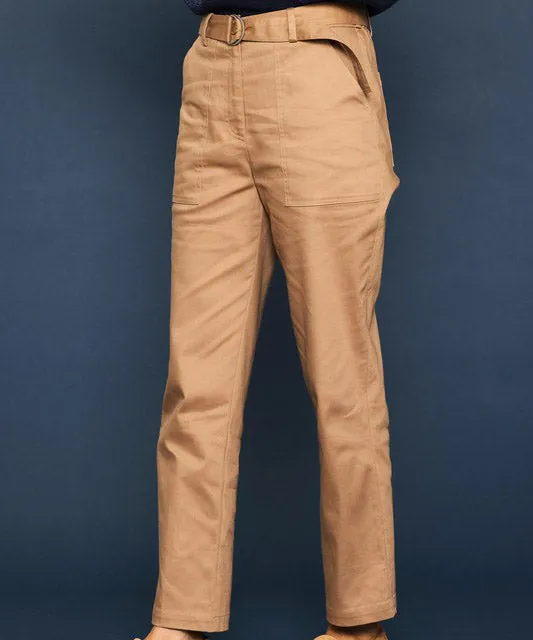 Cotton Twill Belted Pants - Tan - FINAL SALE