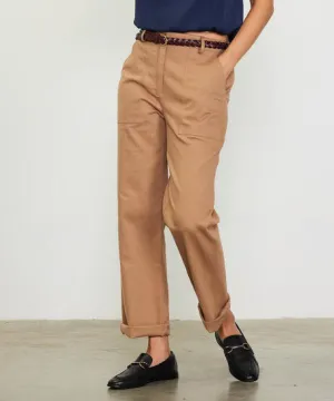 Cotton Twill Belted Pants - Tan - FINAL SALE