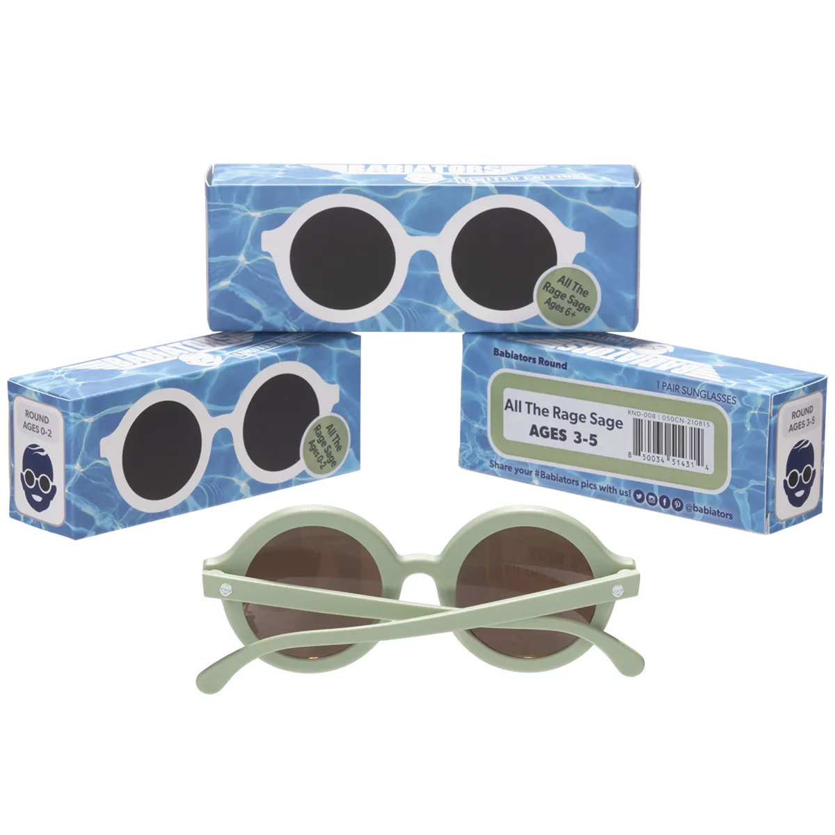 Euro Round Sunglasses - All the Rage Sage with Amber Lens by Babiators