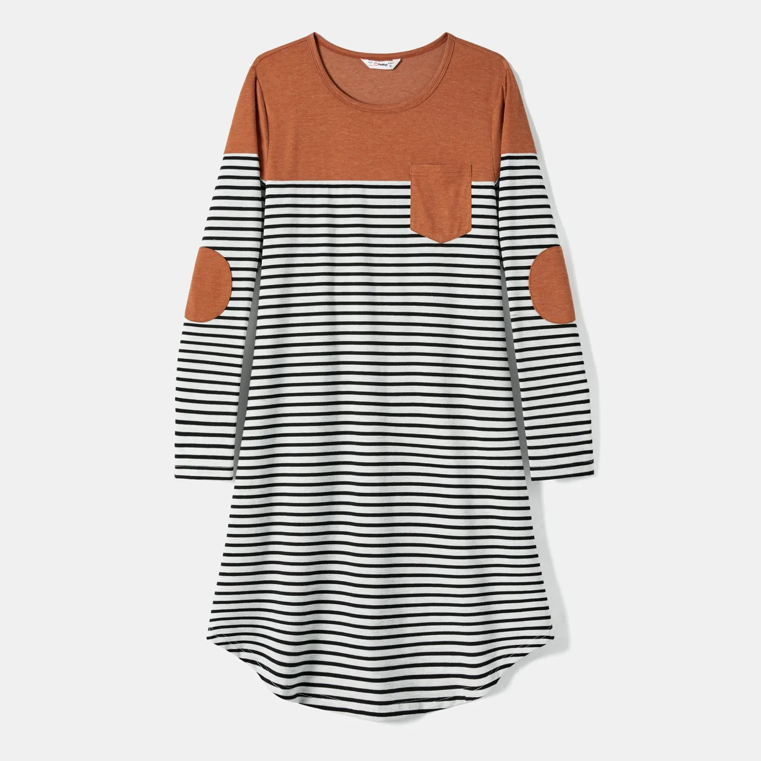 Family Matching Long-sleeve Striped Spliced Dresses and Tops Sets