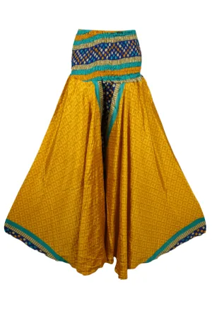 Flowy Gold Yellow Divided Skirt Pants: Handmade, Flared and Perfect for the Beach