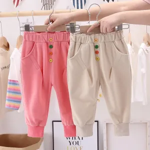 Girls Bottons Casual Pocket Pants Wholesale Clothing For Girls