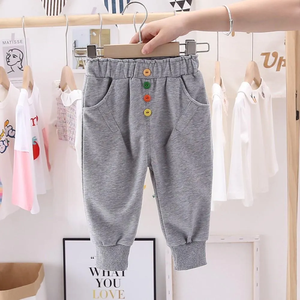 Girls Bottons Casual Pocket Pants Wholesale Clothing For Girls