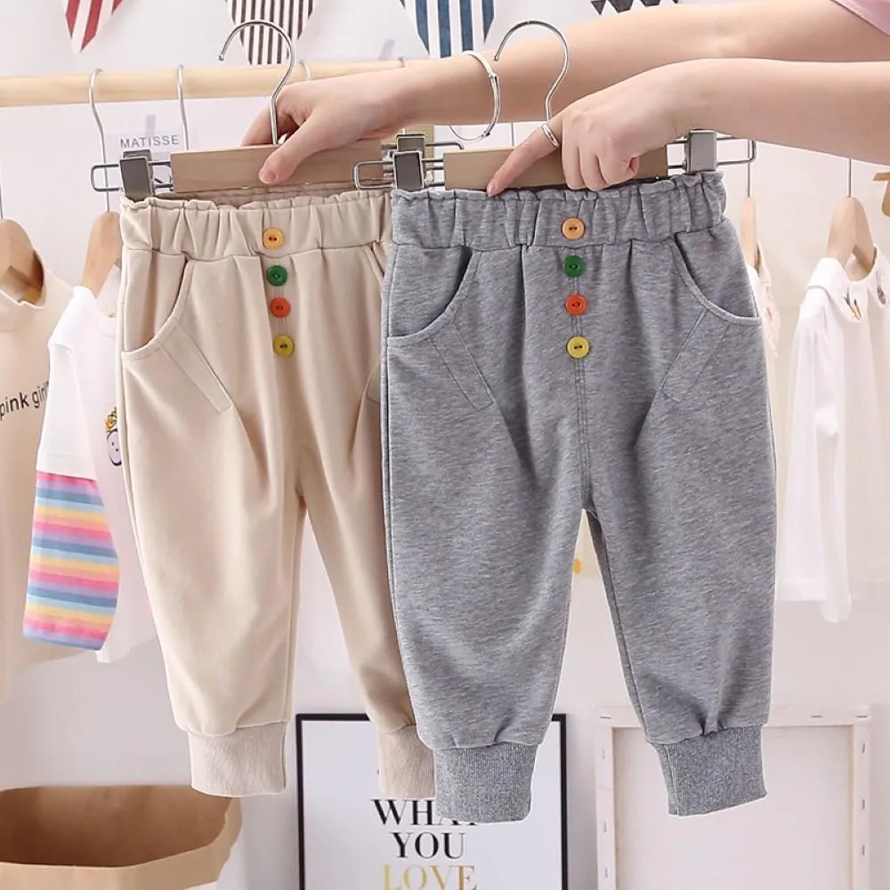 Girls Bottons Casual Pocket Pants Wholesale Clothing For Girls