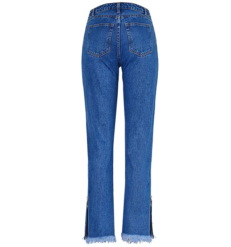High Waist Loose Side Split Bell-bottomed Long Jeans Demin Pants