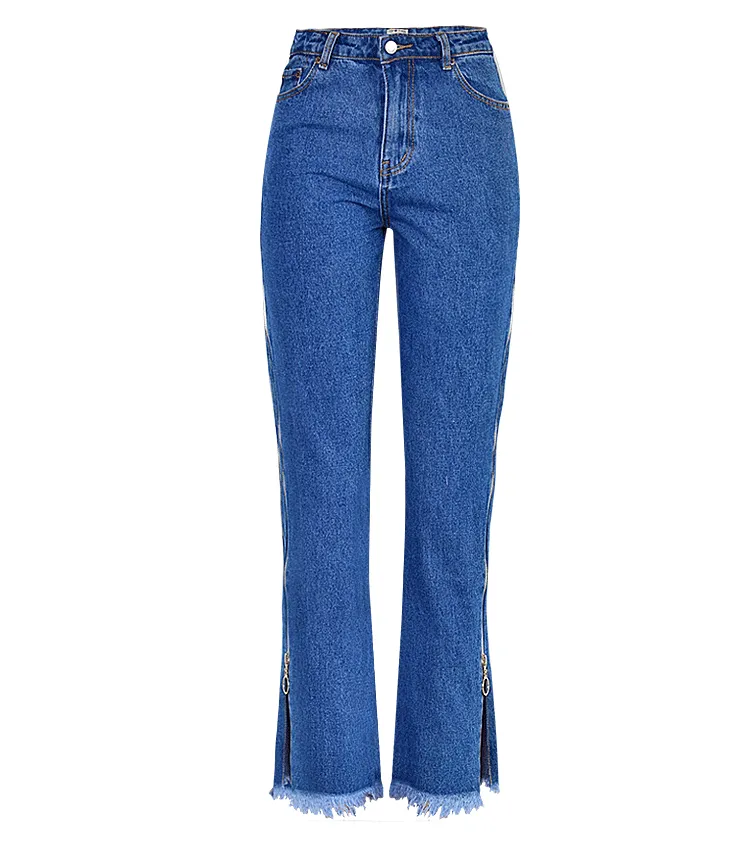 High Waist Loose Side Split Bell-bottomed Long Jeans Demin Pants