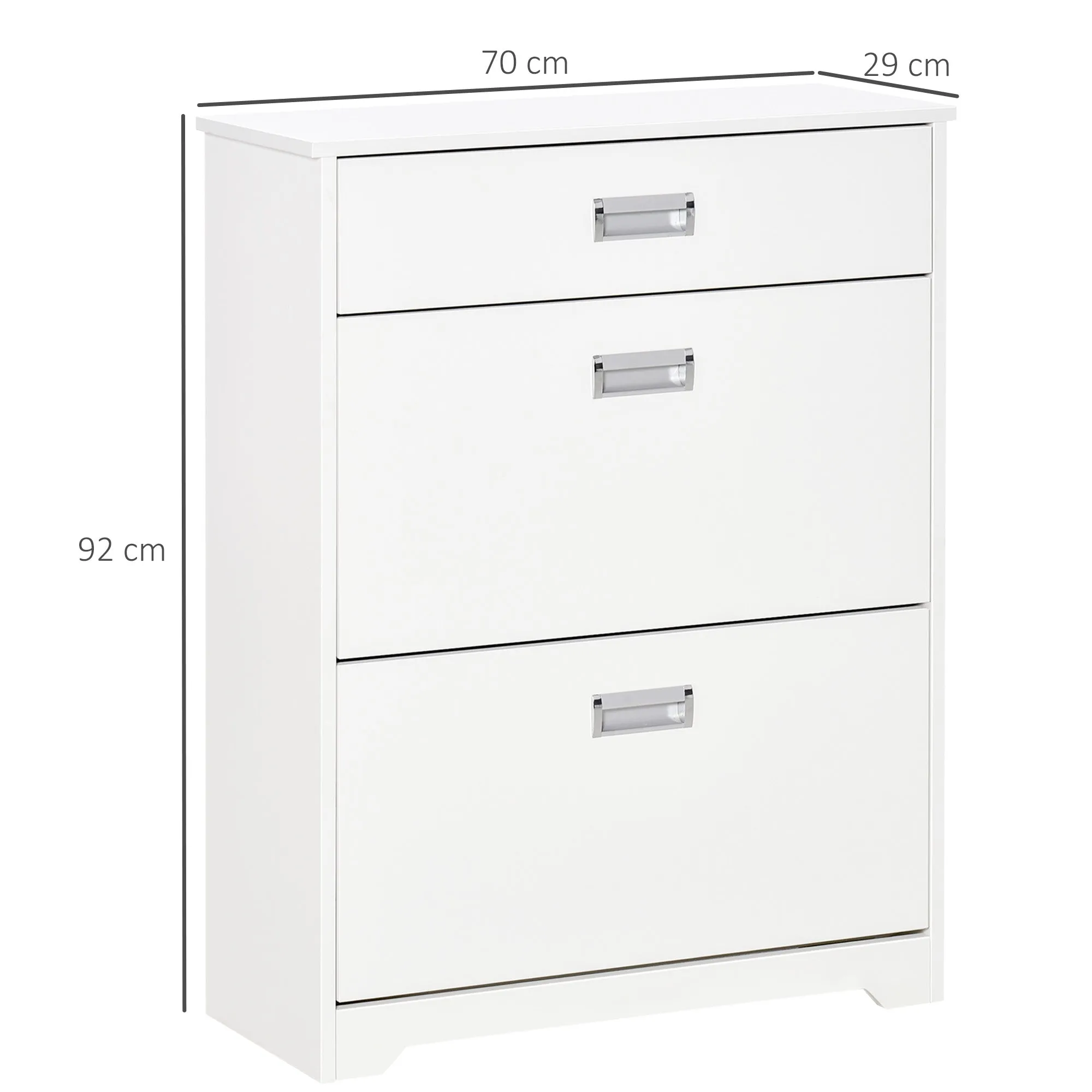 HOMCOM Shoe Cabinet, Slim Shoe Storage Cabinet with Drawer, 2 Flip-up Doors and Adjustable Shelf, Narrow Shoe Cupboard for 16 Pairs of Shoes for Entryway, Hallway, White