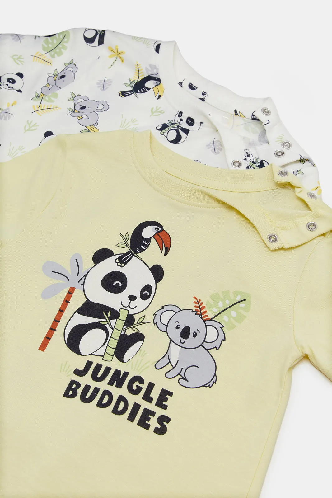 Infant Boys Ivory And Yellow Printed Pyjama Set (4 Piece)