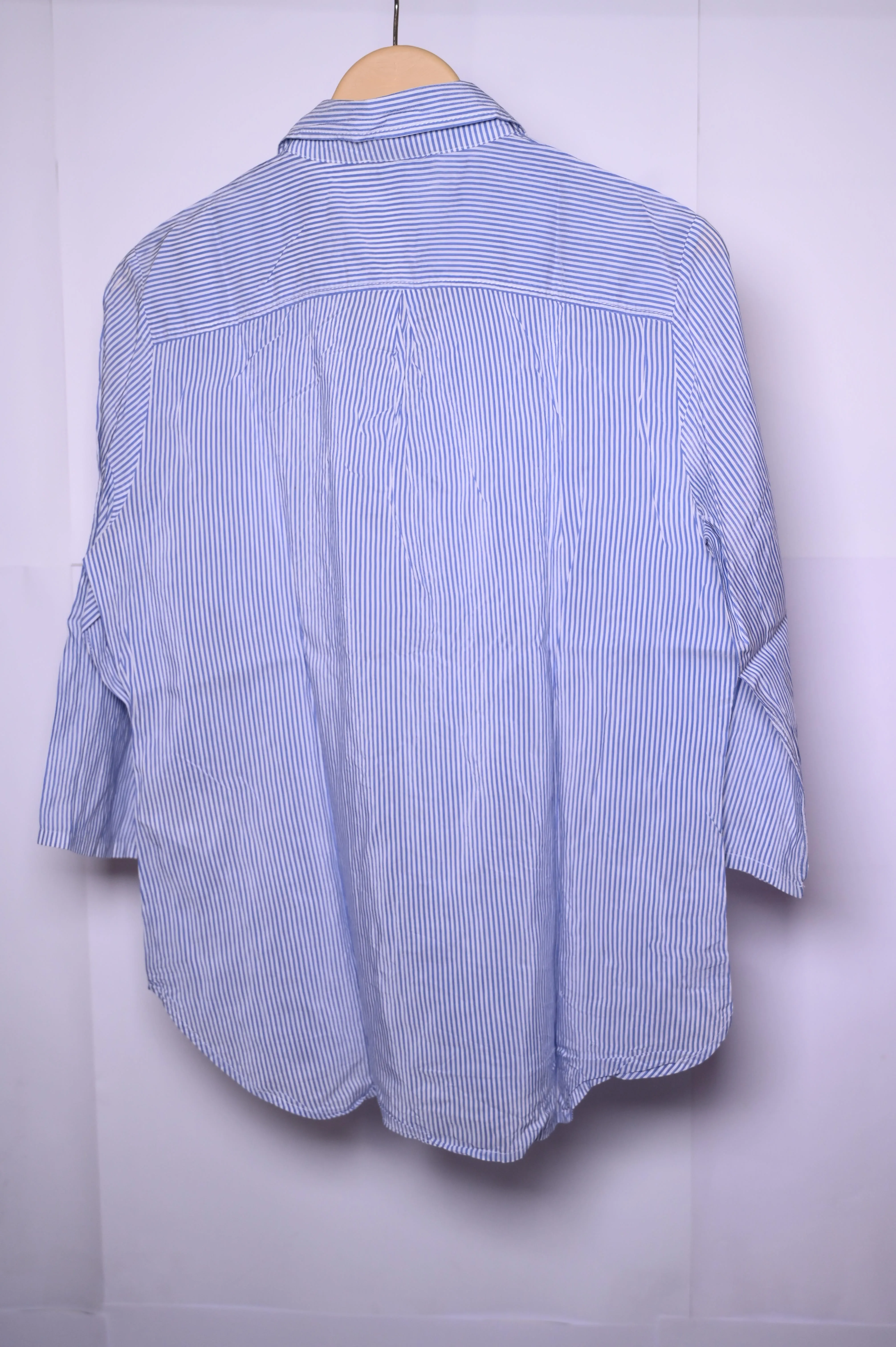 Just White Blue & White Stripes Button Down