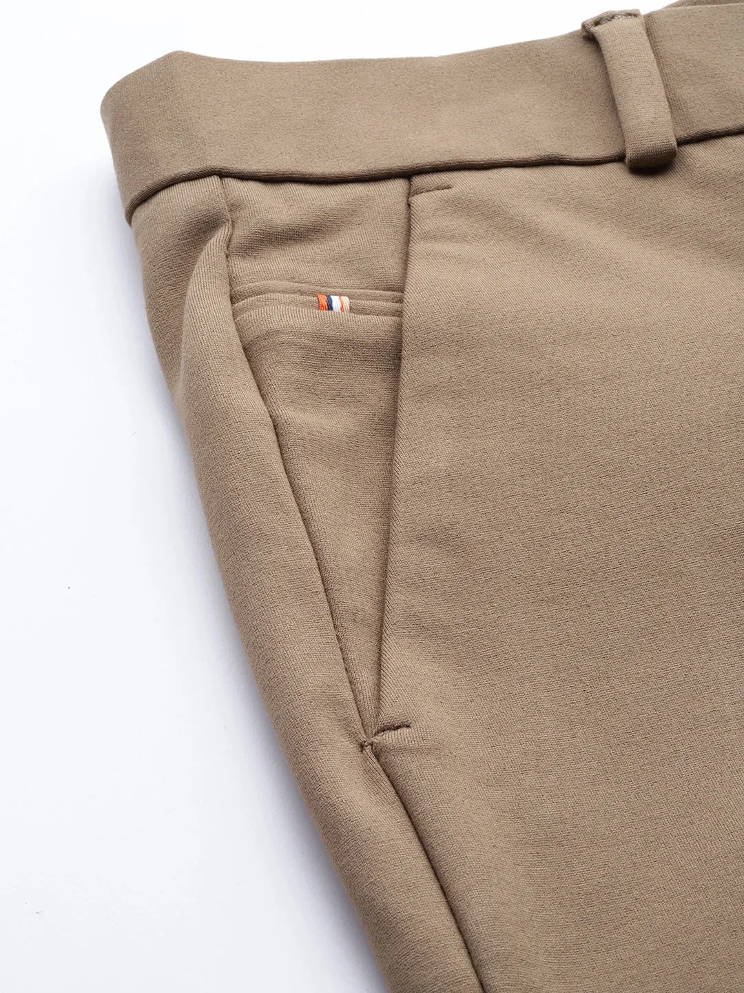 Khaki: Wrinkle Free Stretchable Knitted Chinos