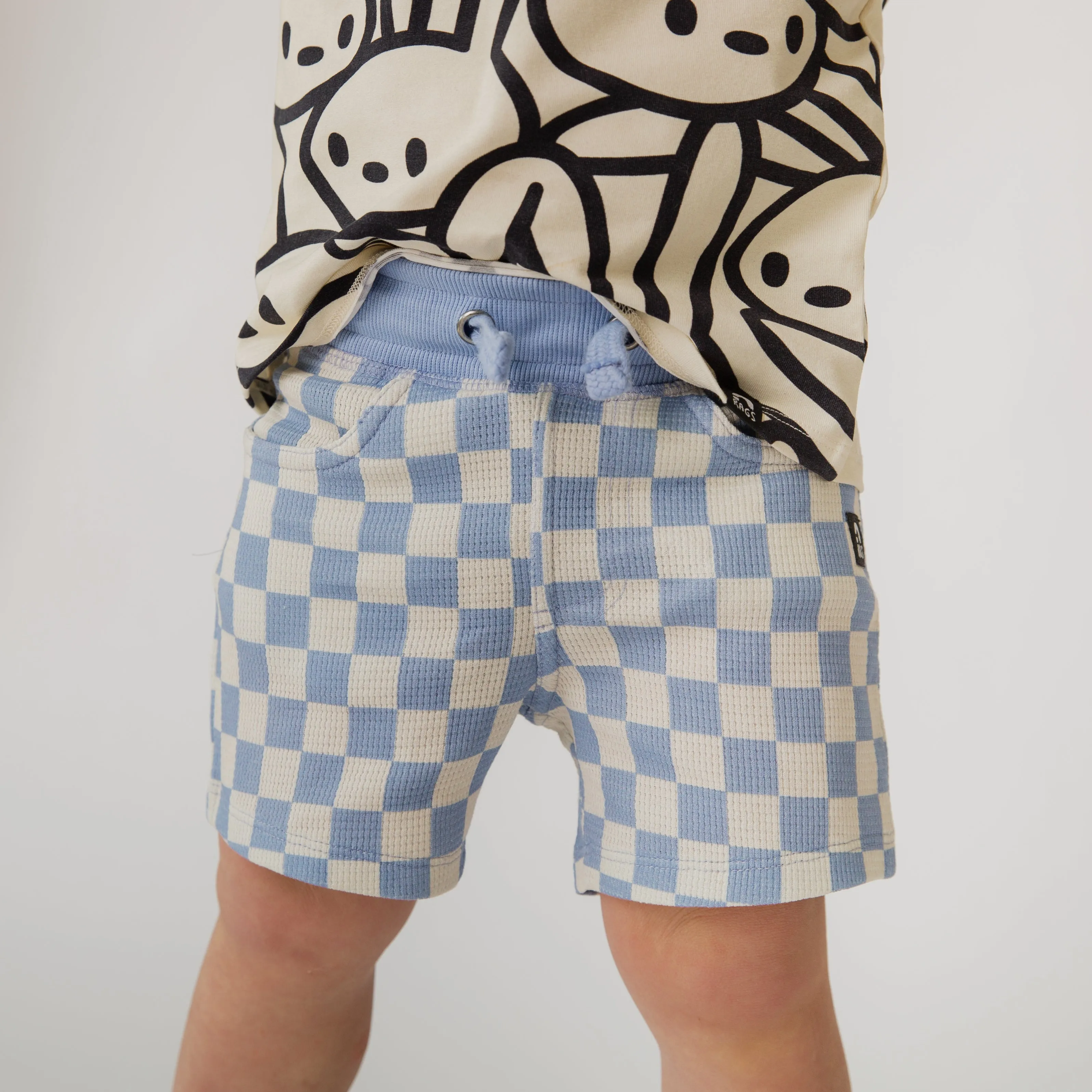 Kids Shorts - Blue Check Waffle