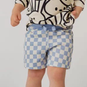 Kids Shorts - Blue Check Waffle