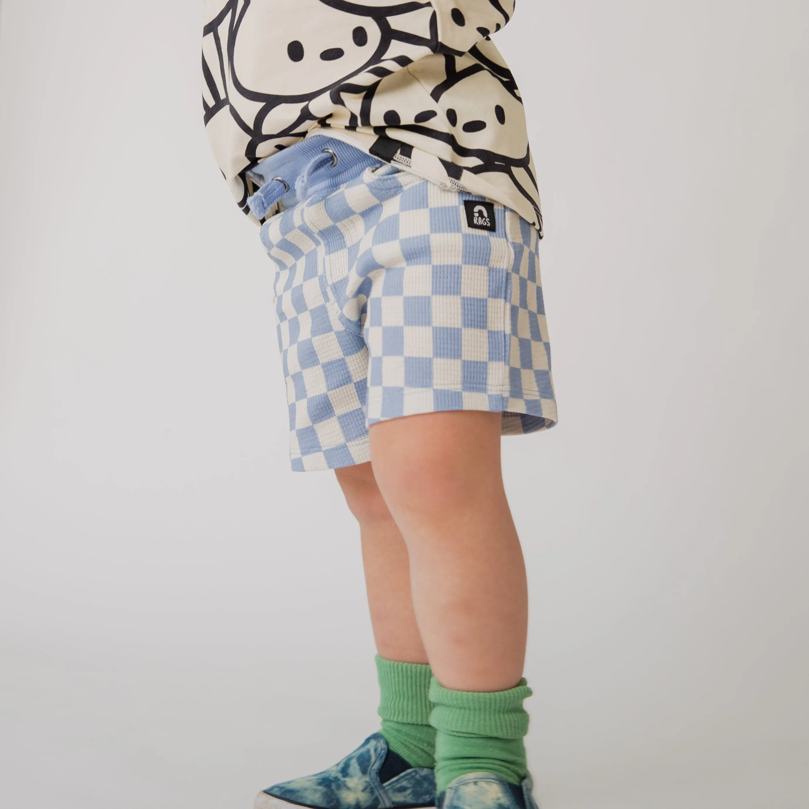 Kids Shorts - Blue Check Waffle