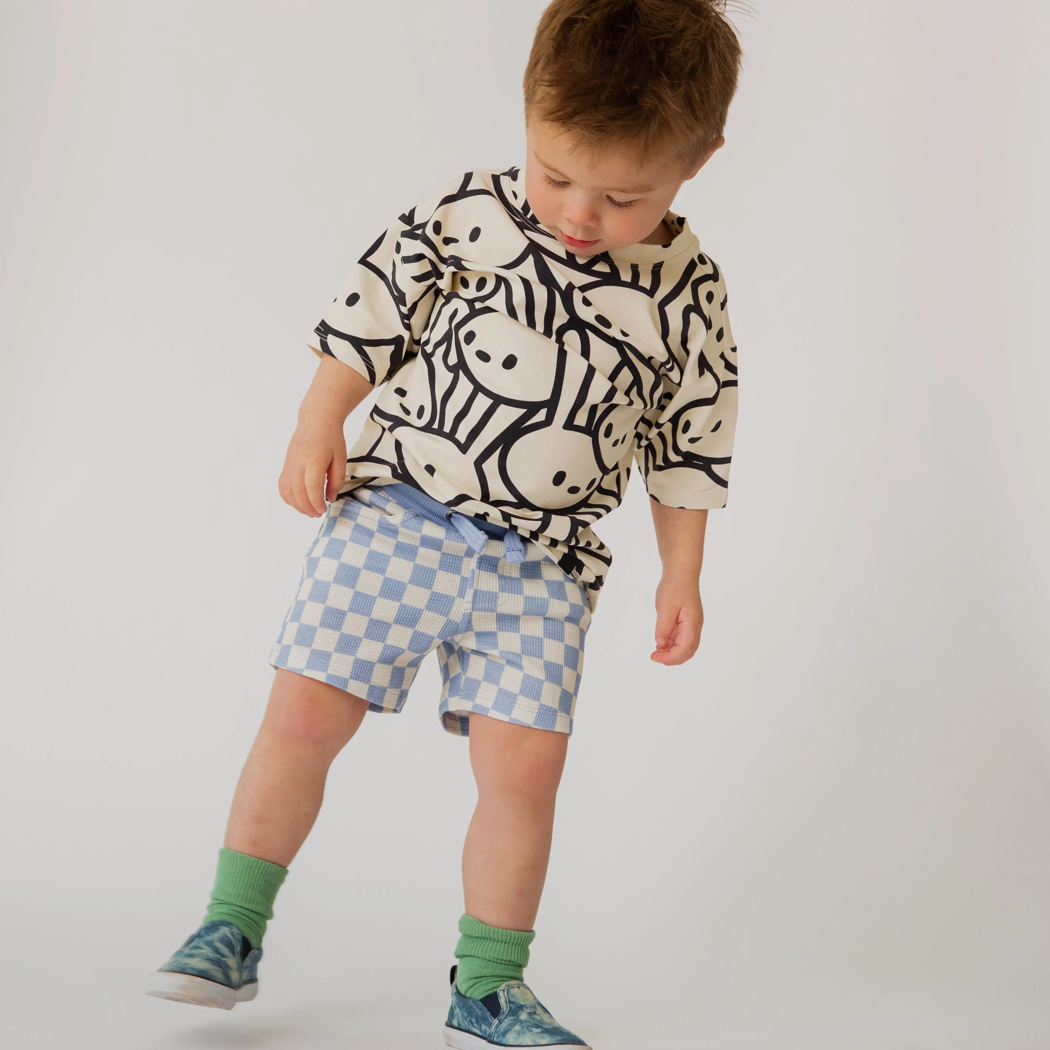 Kids Shorts - Blue Check Waffle