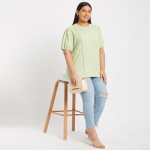 Lace Insert Texture Knit Plus Size Top