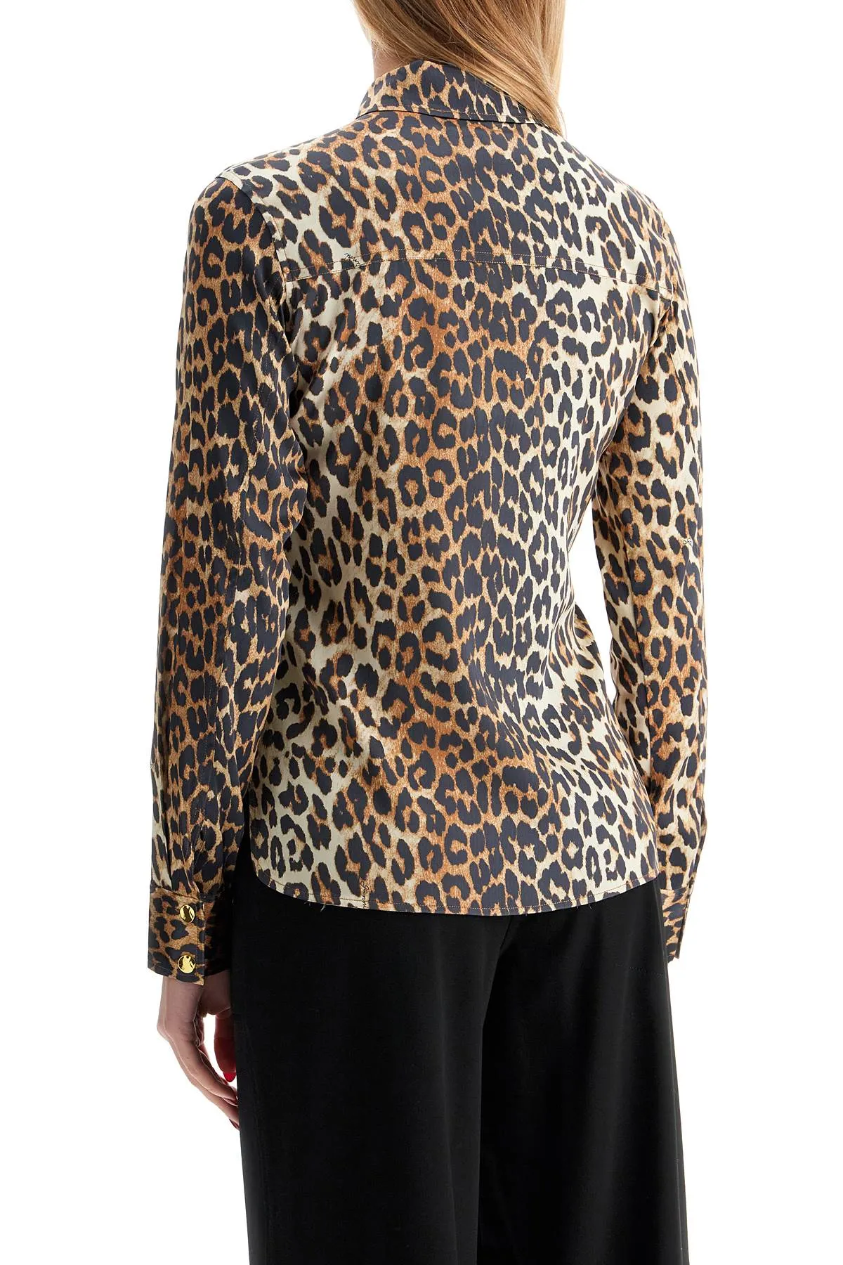 leopard print satin shirt W0321 LEOPARD