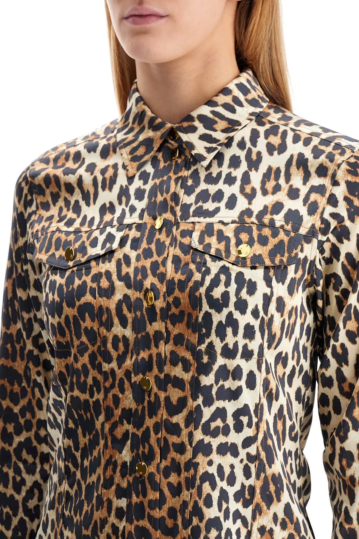 leopard print satin shirt W0321 LEOPARD