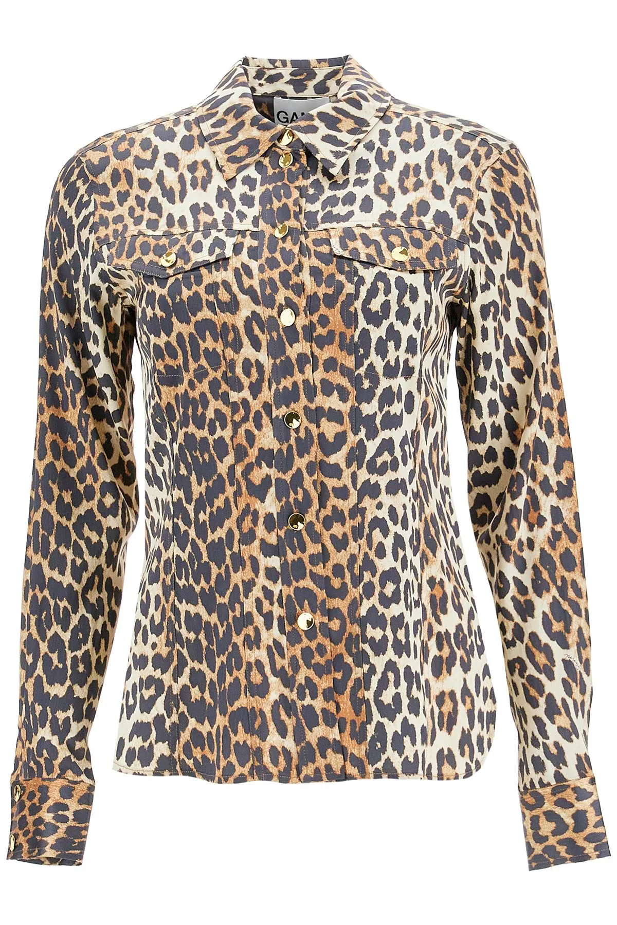 leopard print satin shirt W0321 LEOPARD