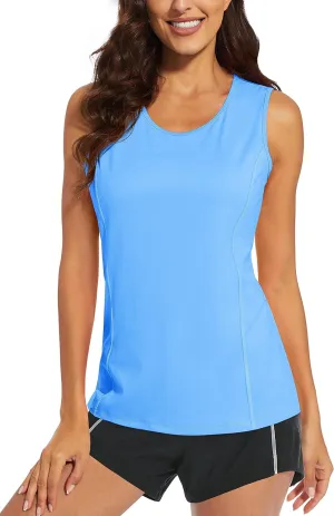MAGCOMSEN Women's Sleeveless Workout Shirts UPF 80  Dry Fit Running Wicking Tank Tops Athletic Gym Summer
