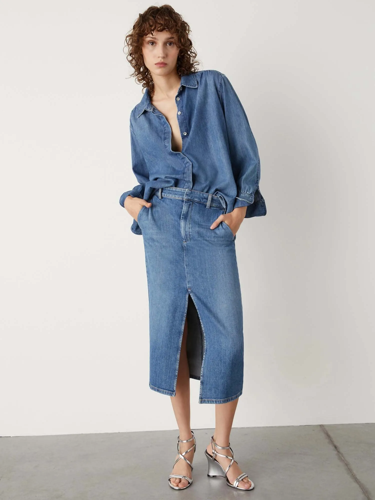 Marella Cast Denim Midi Skirt