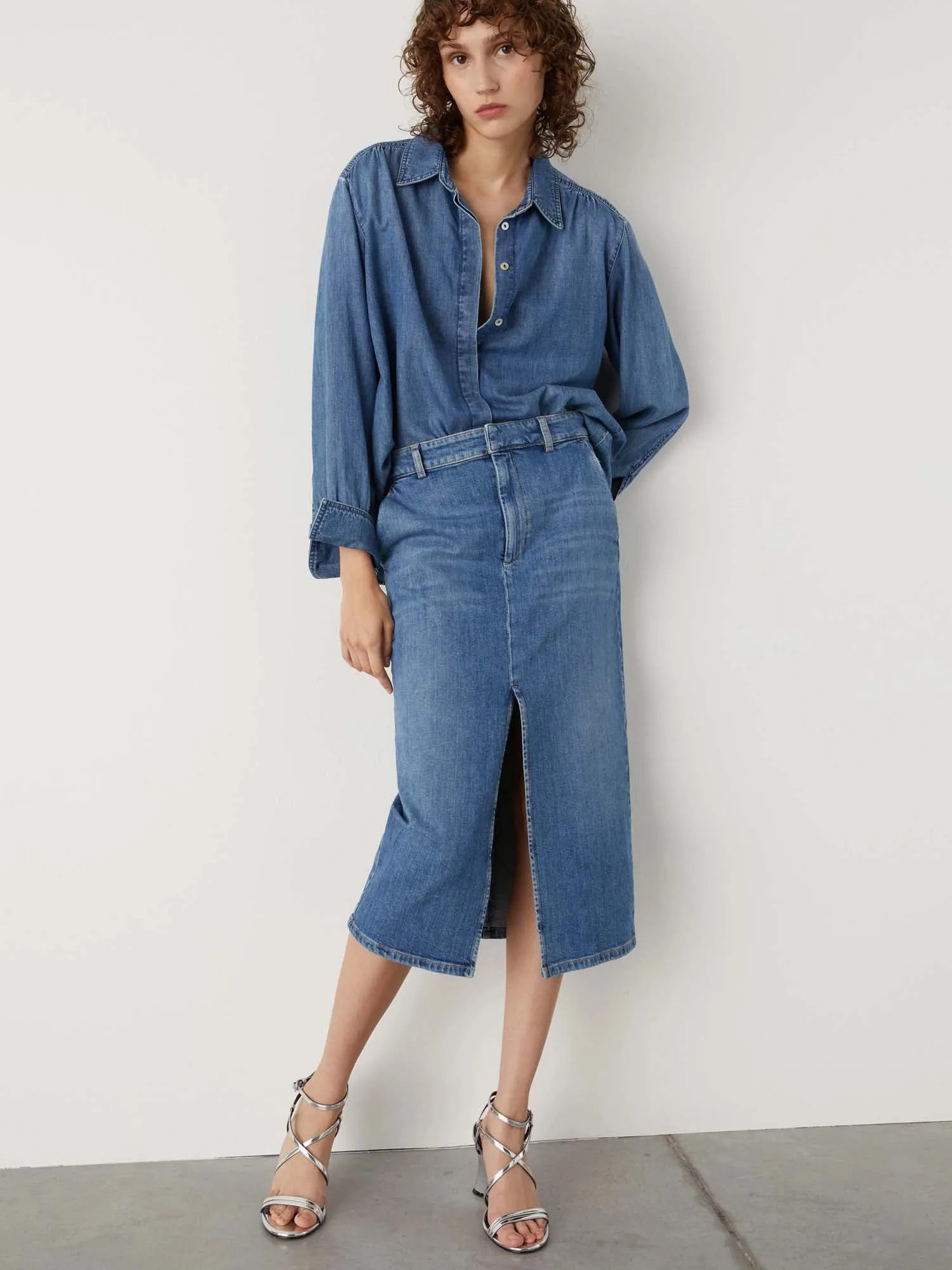 Marella Cast Denim Midi Skirt