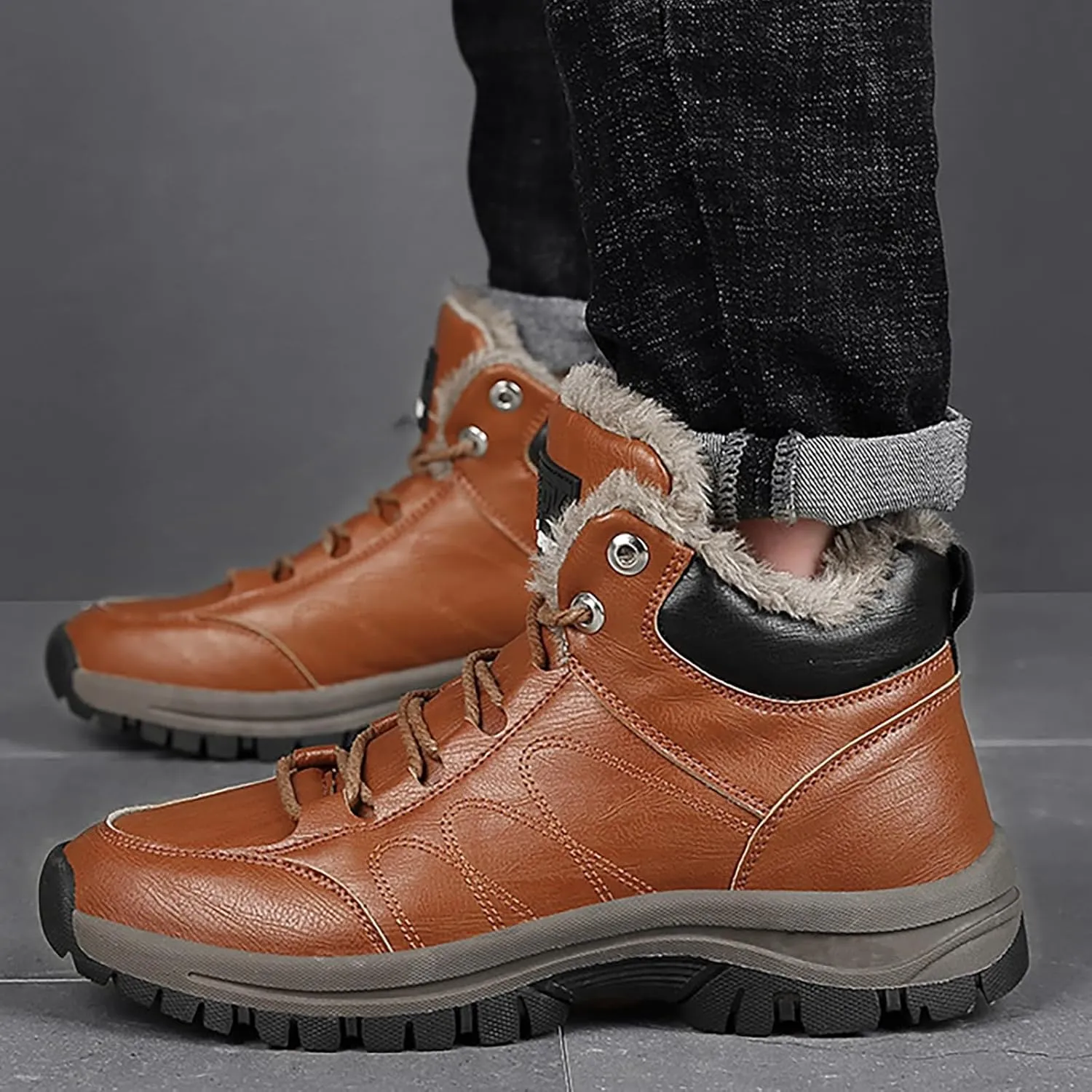 Men Work Boots Steel Toe Hiking Sneakers Fur Lined Ankle Boot Women Workout Shoes Wide Width Lightweight Outdoor Botas Mid Ankle Work Casual Hike Grounded Footwear