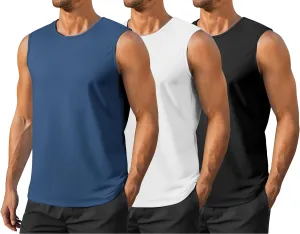 Men's Gym Tank Top Quick Dry 3 Pack Sleeveless Muscle Shirts Sun Protection UPF50  Running Workout Tank Tops