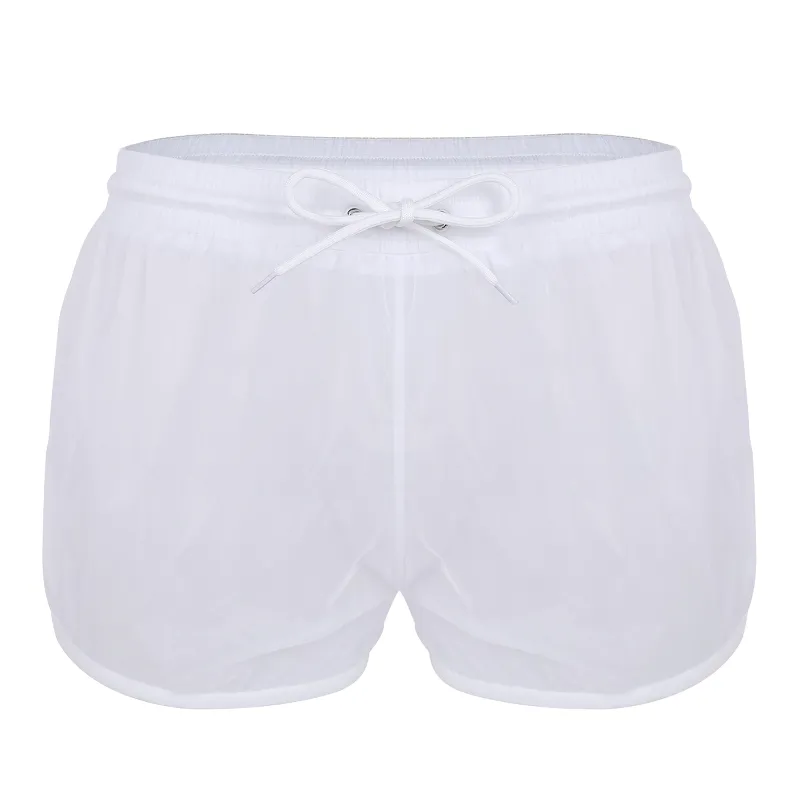 Men's Semi-Transparent Drawstring Boxer Shorts / Male Sexy Lightweight Underwear
