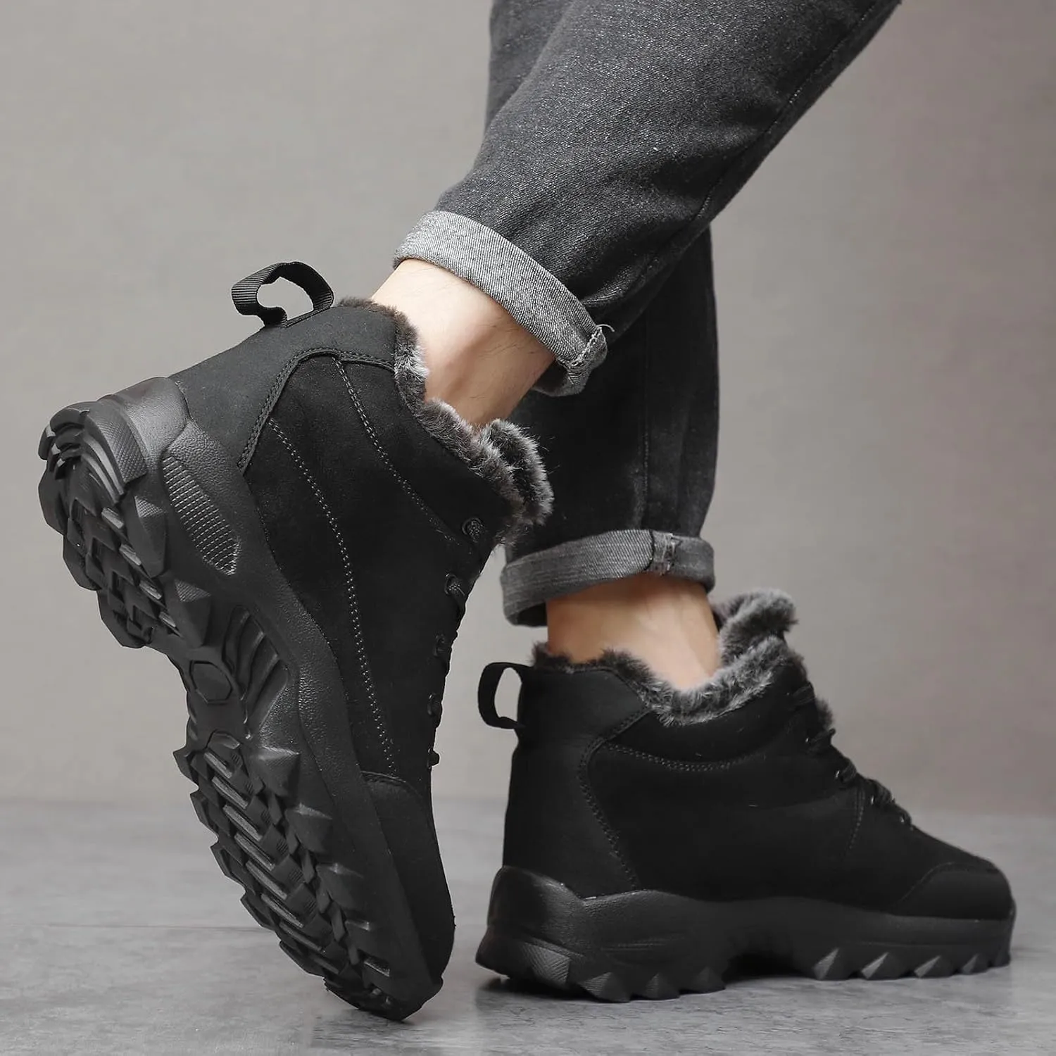 Men's Work Boots Wide Width Hiking Sneakers Warm Ankle Safety Shoes for Women Steel Toe Waterproof Outdoor Shoes Leather Comfortable Hike Grounded Footwear