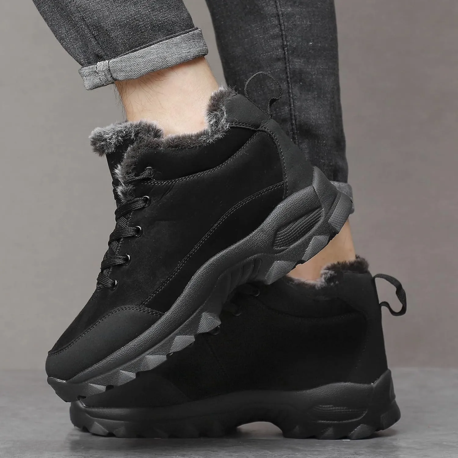 Men's Work Boots Wide Width Hiking Sneakers Warm Ankle Safety Shoes for Women Steel Toe Waterproof Outdoor Shoes Leather Comfortable Hike Grounded Footwear