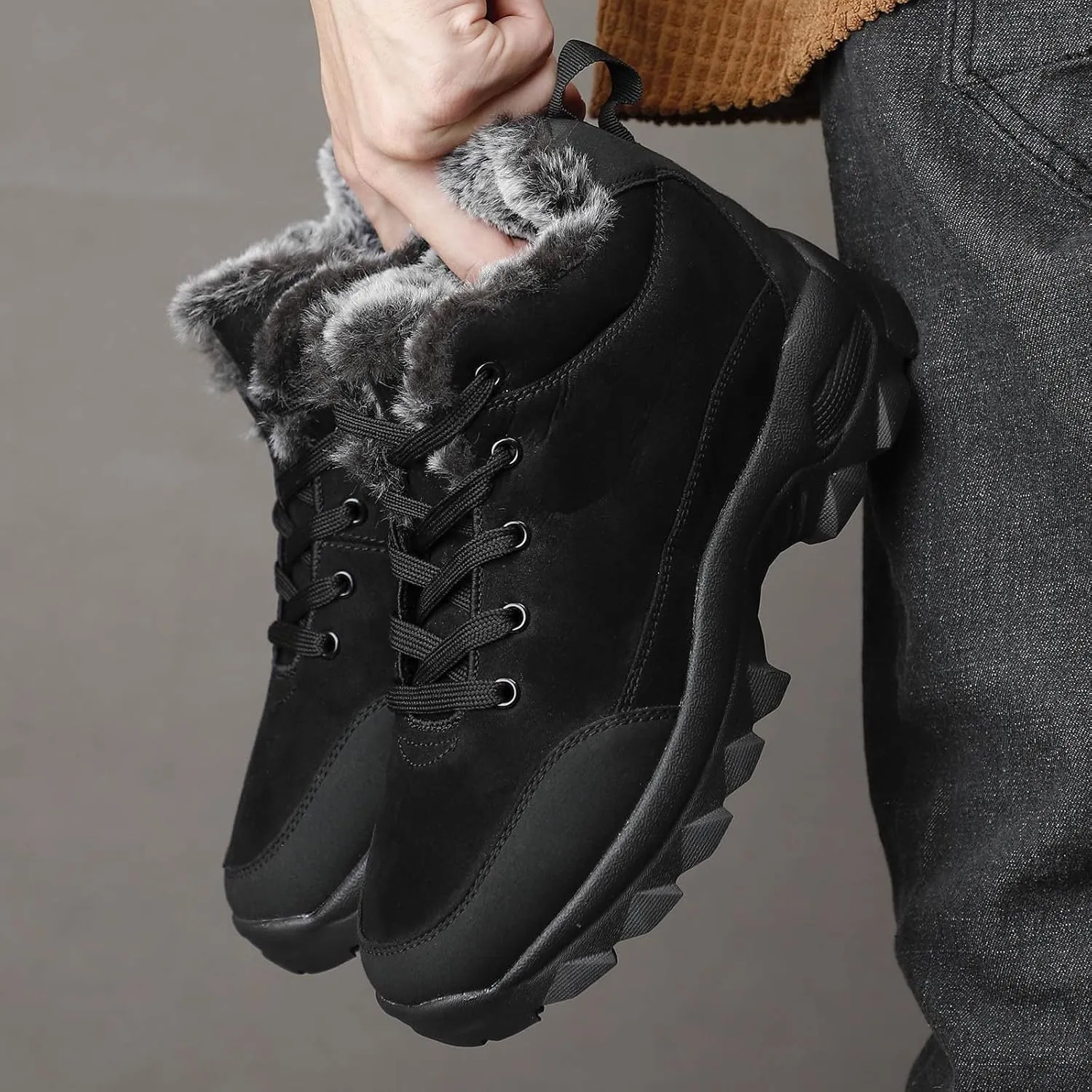Men's Work Boots Wide Width Hiking Sneakers Warm Ankle Safety Shoes for Women Steel Toe Waterproof Outdoor Shoes Leather Comfortable Hike Grounded Footwear