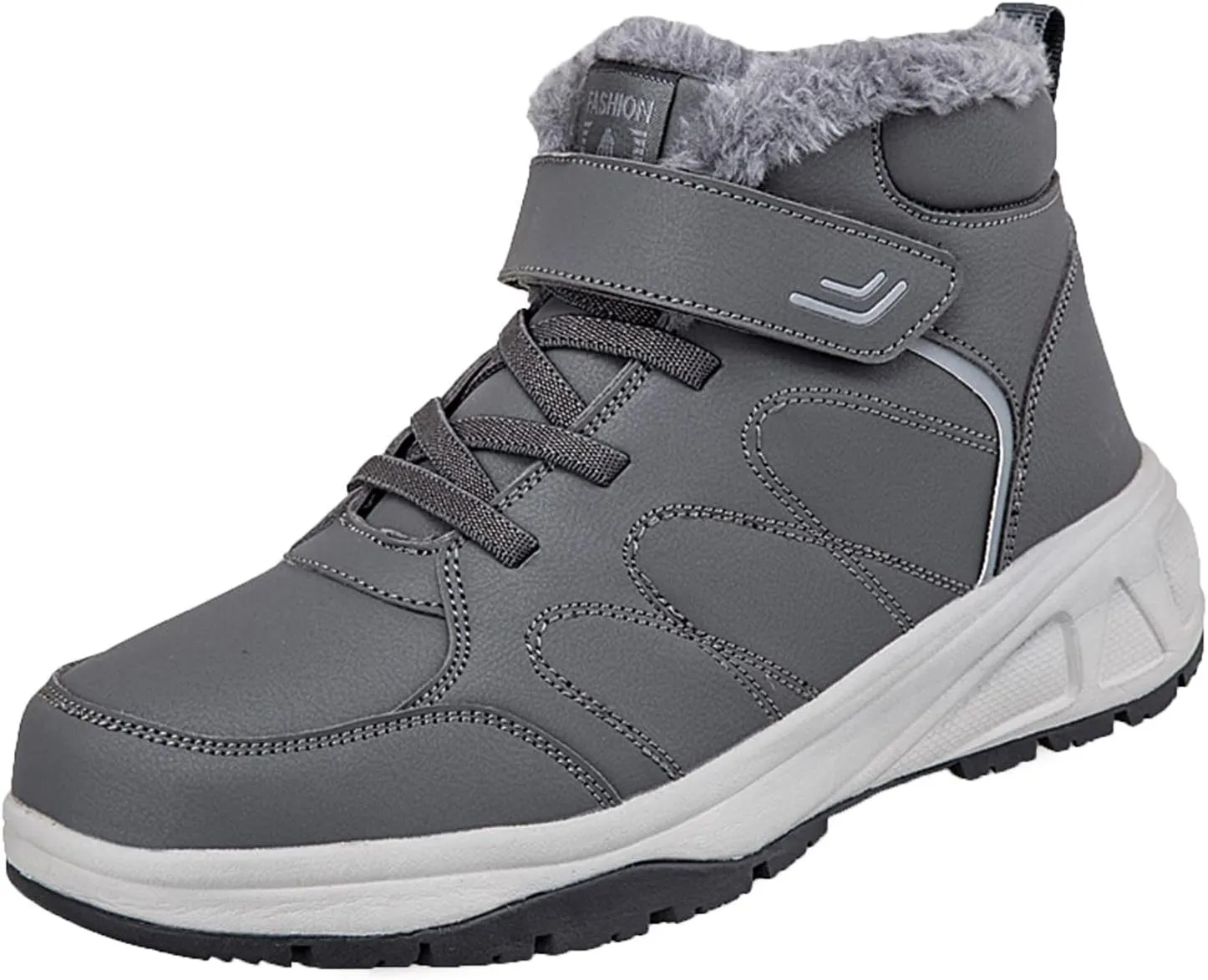 Men's Work Boots with Zipper Hiking Sneakers Warm Fur Lined Womens Safety Toe Shoes Composite Toe Non Slip Shoes Food Service Waterproof Hike Grounded Footwear