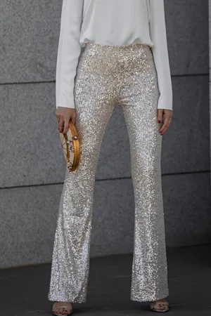 Noor – Strakke Flared Broek Met Stretch En Pailletten