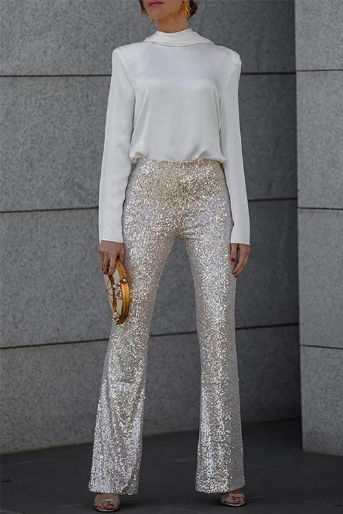 Noor – Strakke Flared Broek Met Stretch En Pailletten