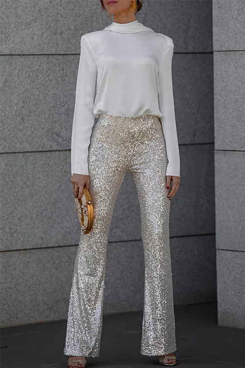 Noor – Strakke Flared Broek Met Stretch En Pailletten