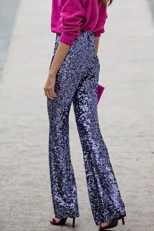 Noor – Strakke Flared Broek Met Stretch En Pailletten