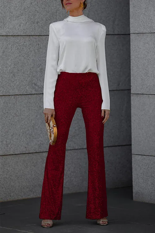 Noor – Strakke Flared Broek Met Stretch En Pailletten
