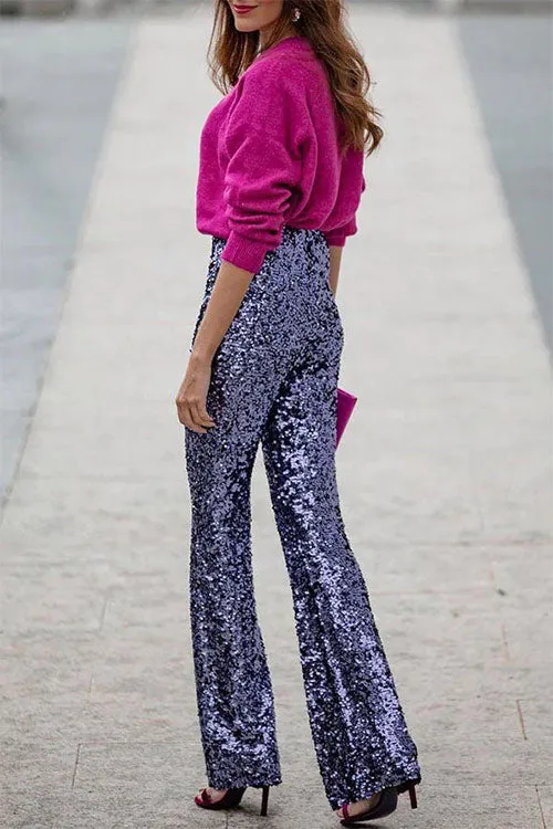 Noor – Strakke Flared Broek Met Stretch En Pailletten