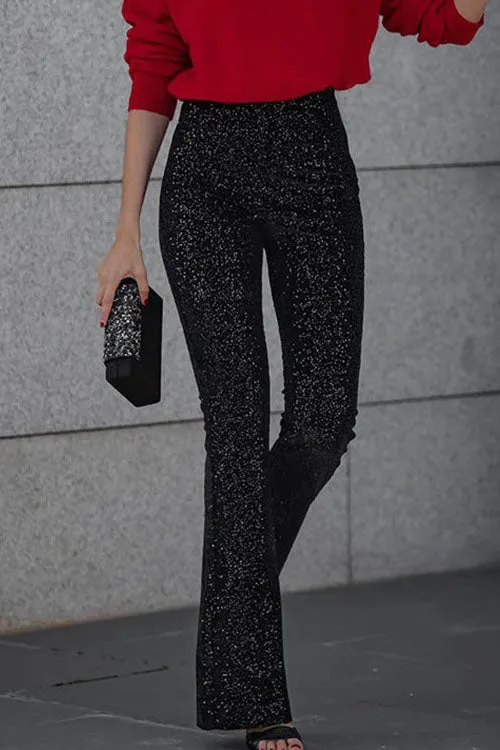Noor – Strakke Flared Broek Met Stretch En Pailletten